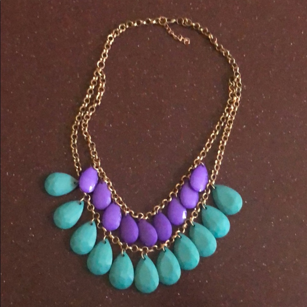 Purple and teal statement necklace